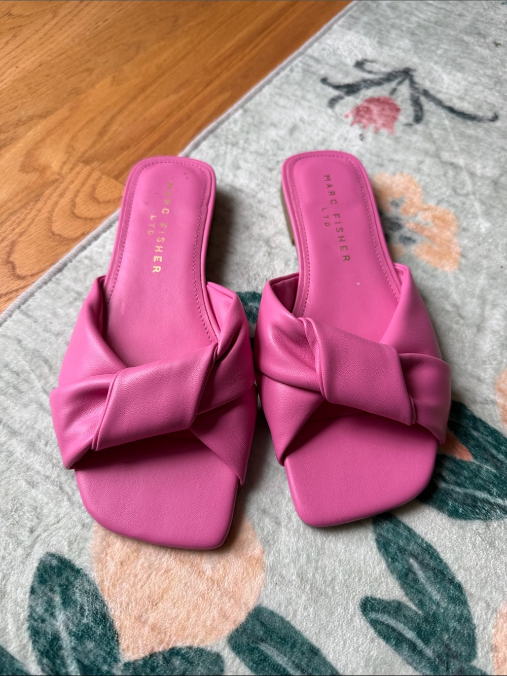 Marc Fisher Pink Knotted Slide Mules